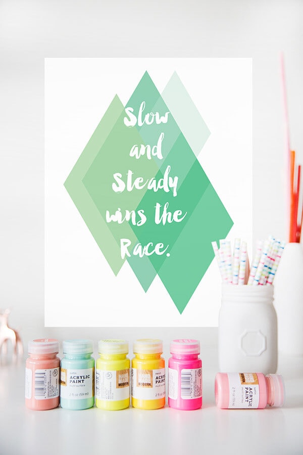 Green Slow and Steady race print