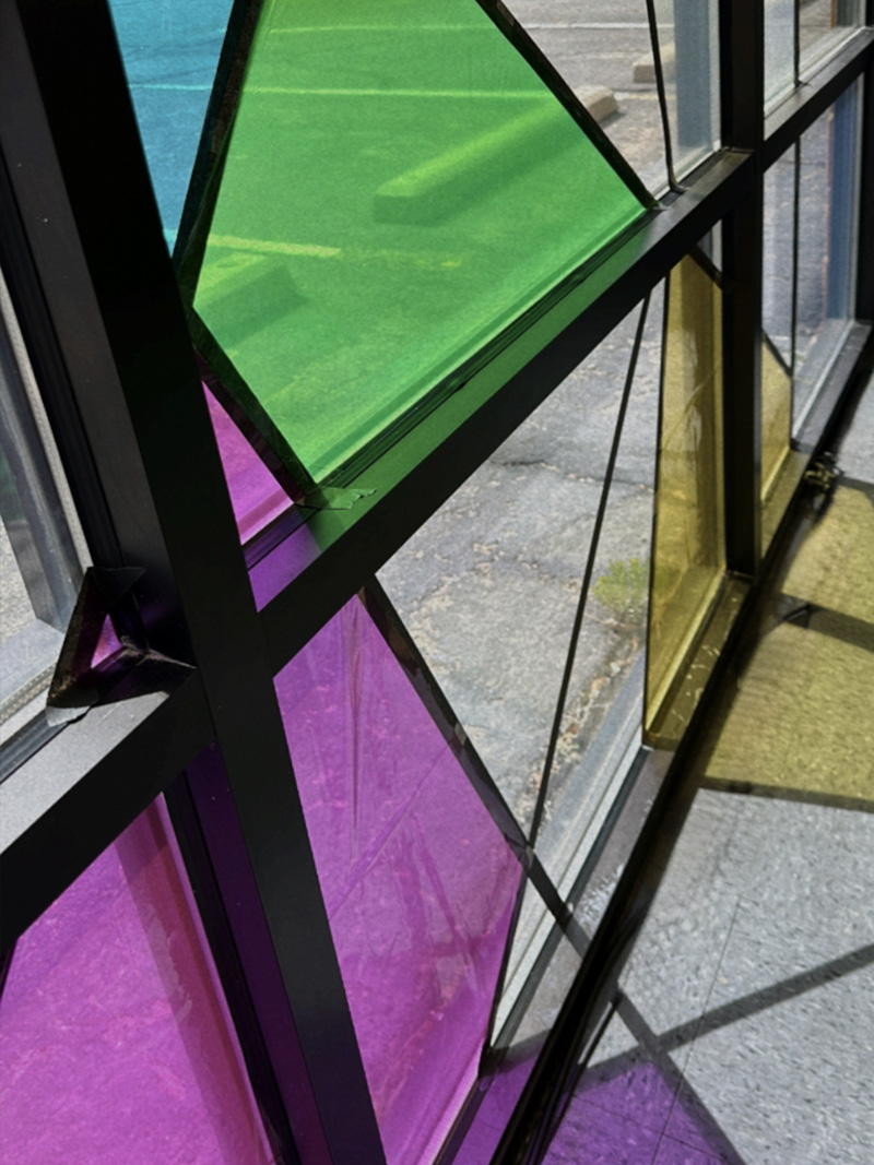 Green and purple cellophane shapes
