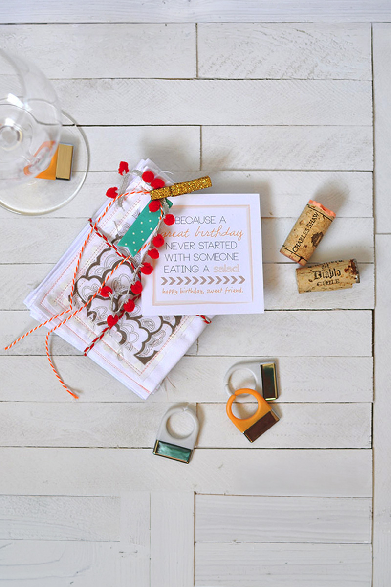 Stamped Cocktail Napkins and a Free Printable