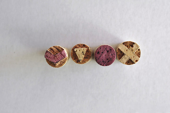 Corks cut into shapes for stamping