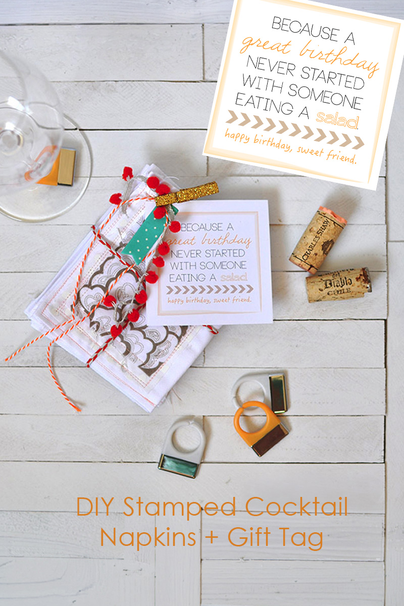 Birthday DIY cloth napkins using corks