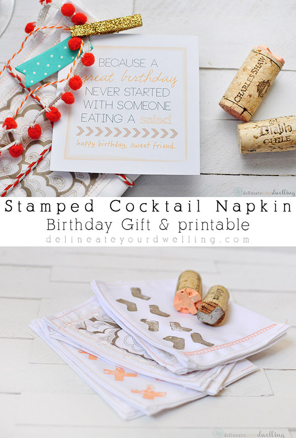 Stamped cloth napkins using corks