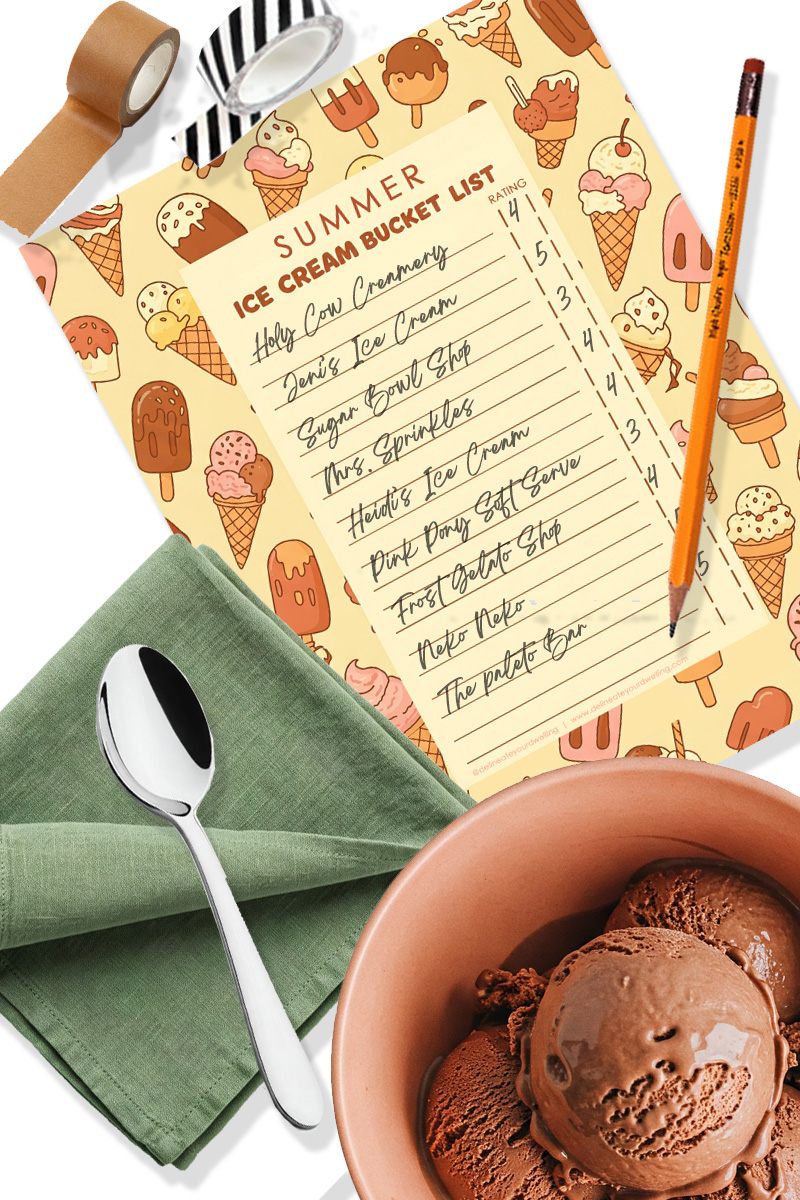 Summer Ice Cream Bucket Checklist