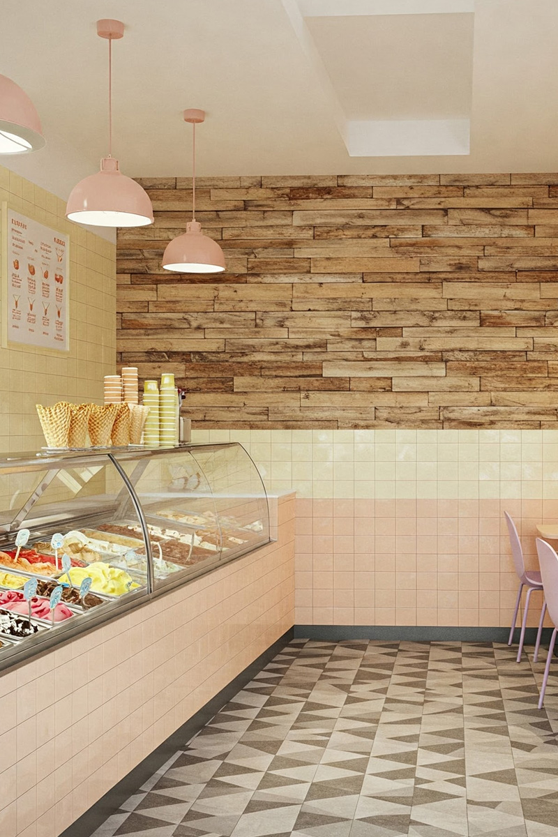 Darling Yellow and Peach Ice Cream parlor