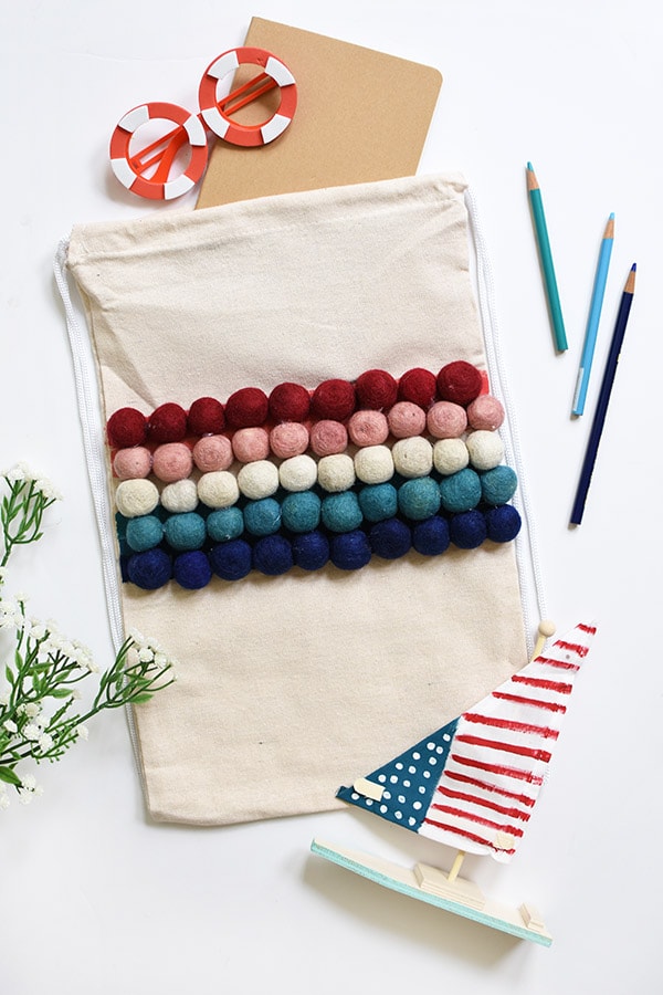 Summer Pom Pom Bag Red, Pink, White, Blue