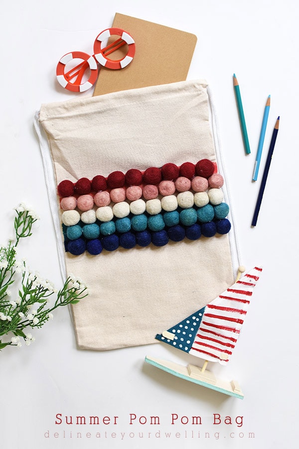 Fourth of July Summer Pom Pom Bag