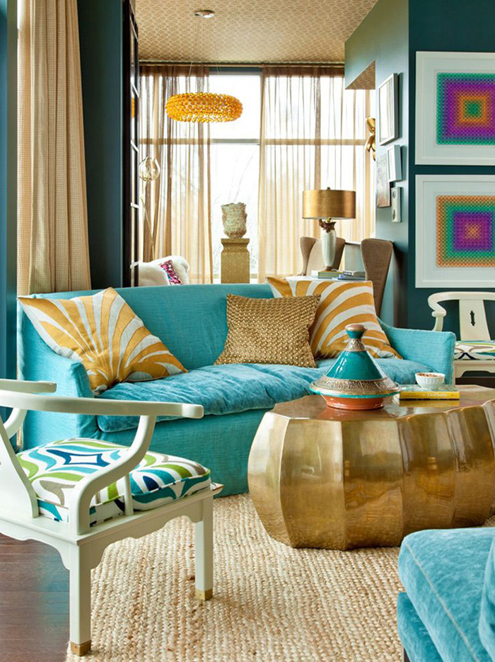 Teal and Aqua living room