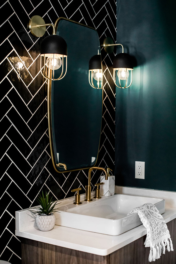 Teal and Black bathroom vanity