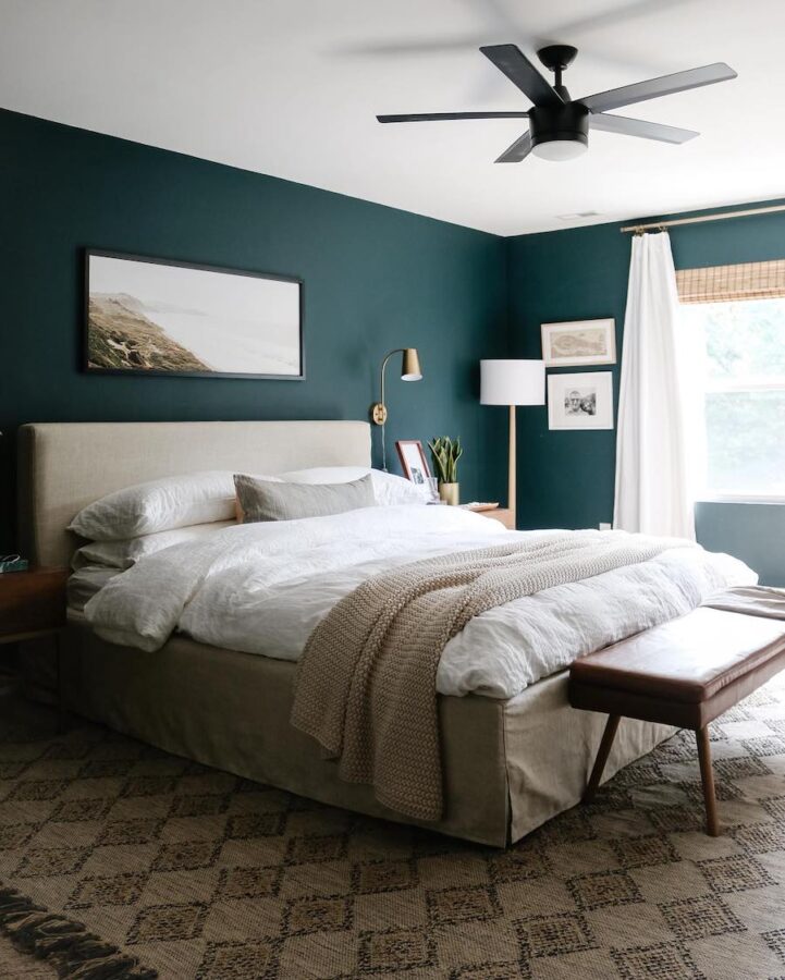 Teal and Tan bedroom