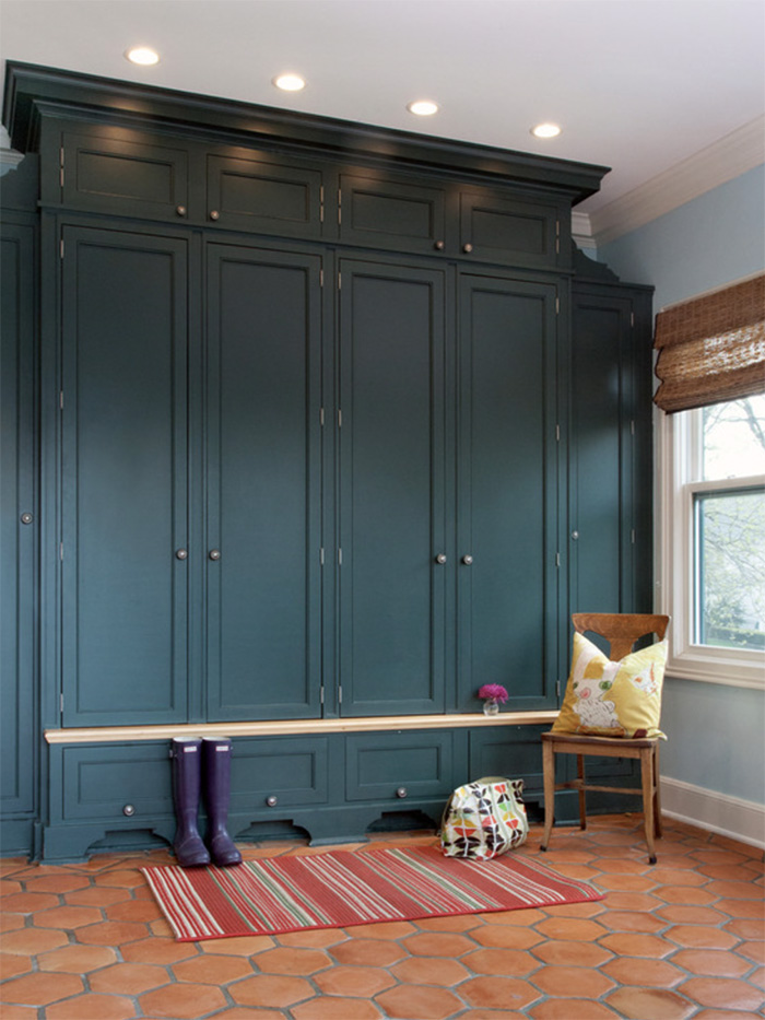 Teal and Terra Cotta mudroom