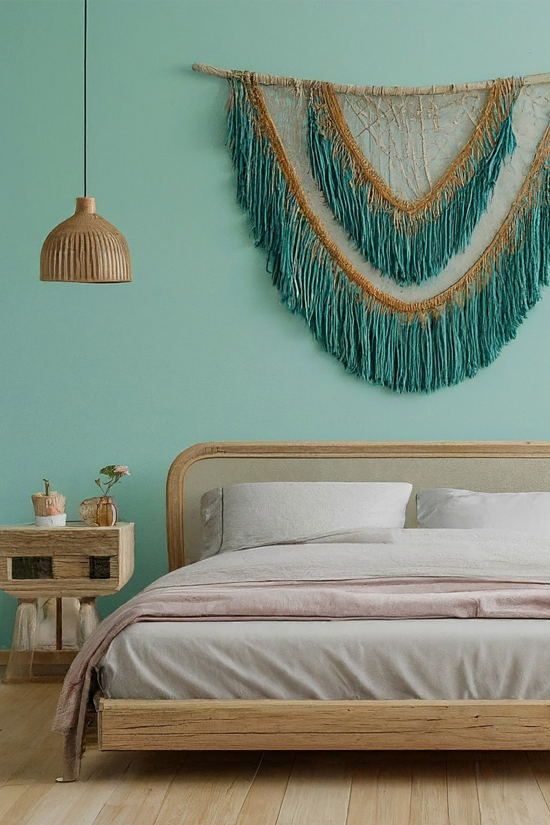 Turquoise bedroom wall