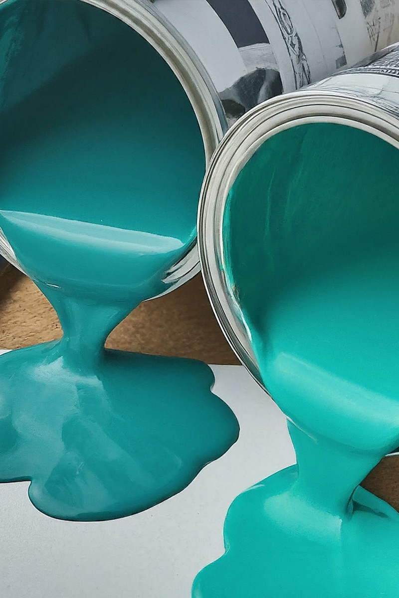 Bright teal and turquoise paint