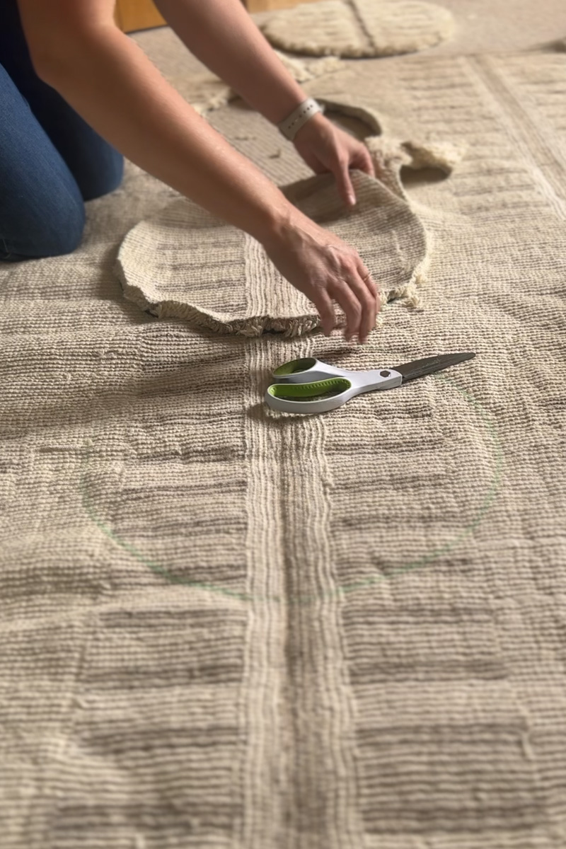 Circles cut from rug