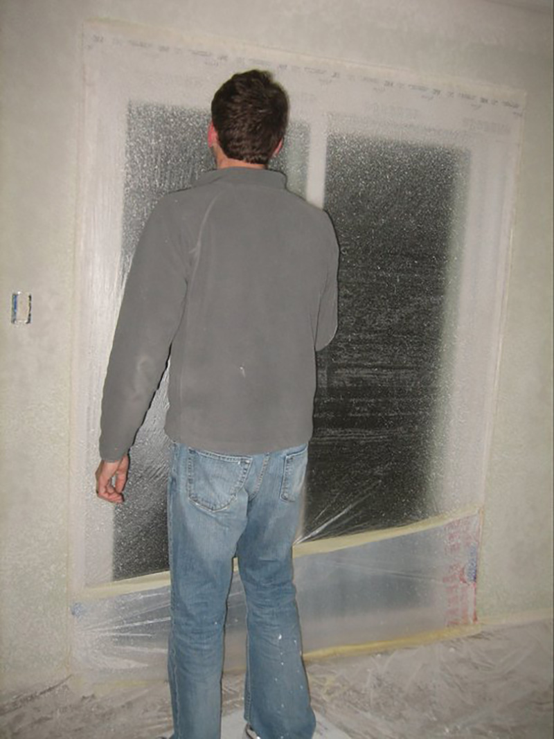 Plastic covering sliding glass door