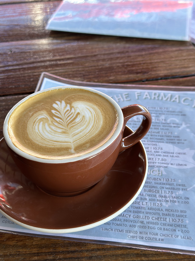 The Farmacy latte coffee 