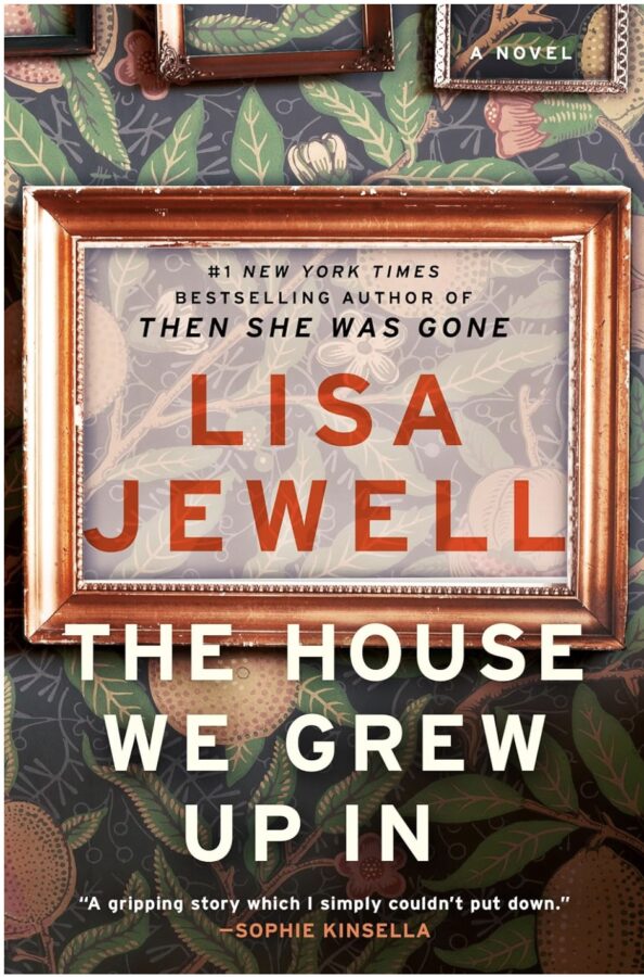 Floral wallpaper with picture frames, The House We Grew Up In - Fiction book