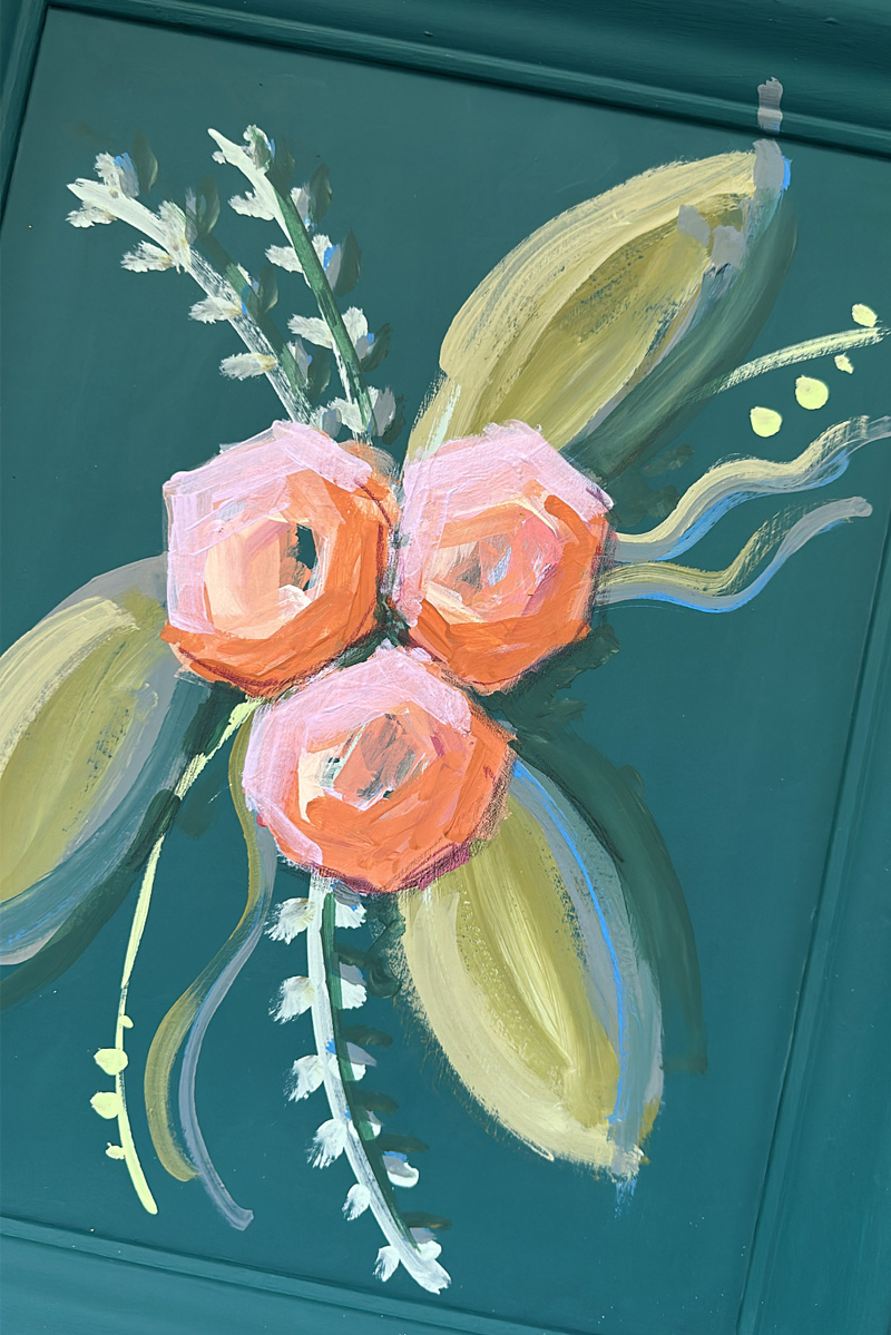 Thrifted art with abstract flower