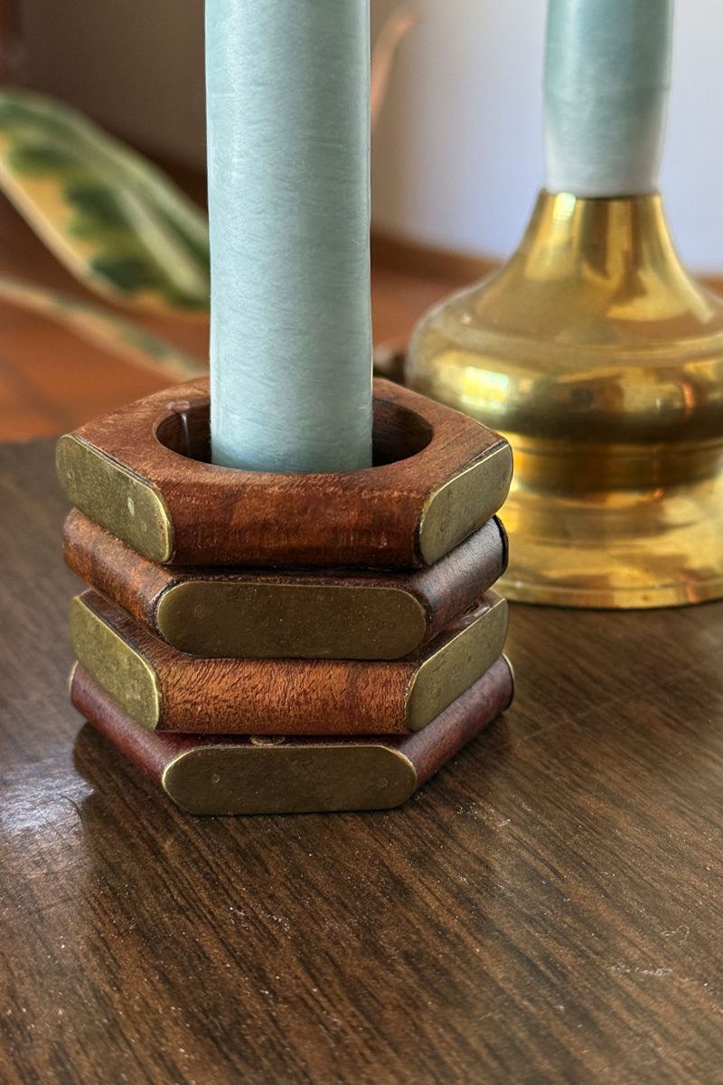 Modern DIY Candle Holder with a blue candle