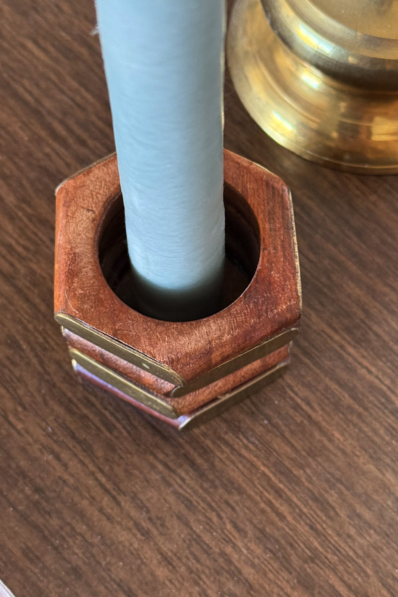 Candle placed into napkin rings