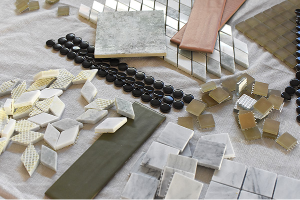 Green, White, Tan and Black tiles