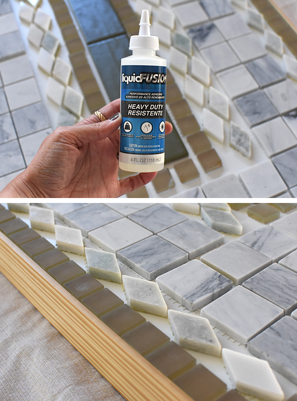 Gluing down tiles