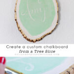 Learn how to make a custom chalkboard from a tree slice!  This is such a fun craft DIY project with a ton of personality. Delineate Your Dwelling #chalkboardcraft