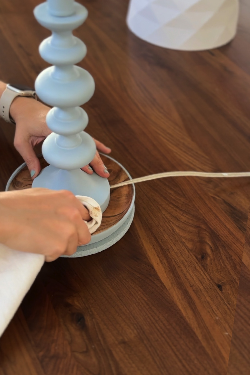 Rag wiping excess glue