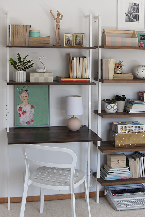 White Leaning Ladder Desk