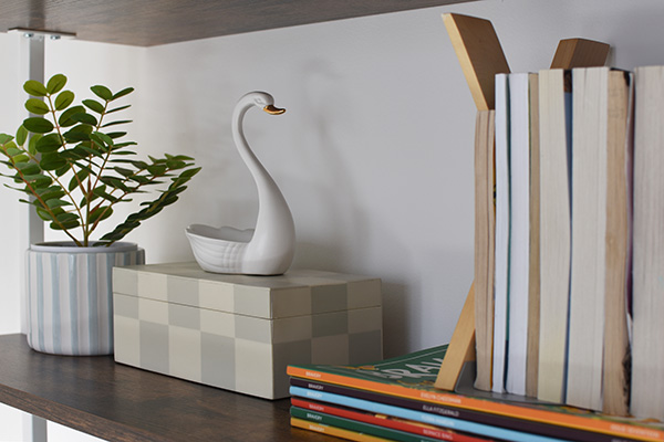 Ceramic Swan bookcase