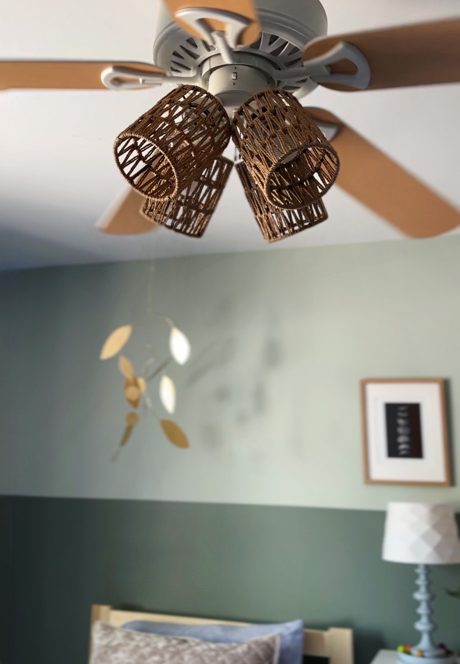Updated Rattan and wood Ceiling Fan