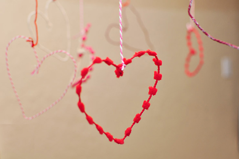 Red Pom Pom Heart
