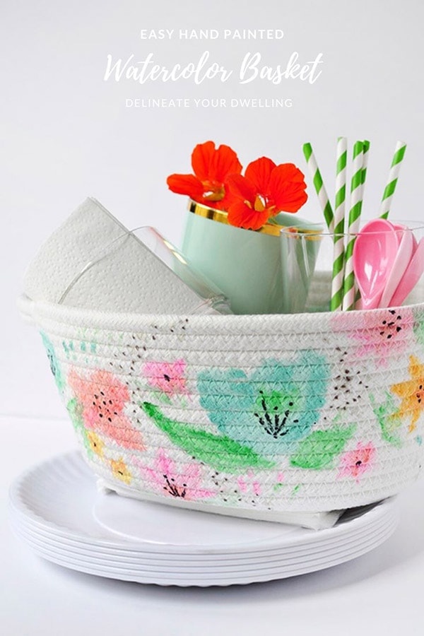 Easy Hand Painted Watercolor Basket