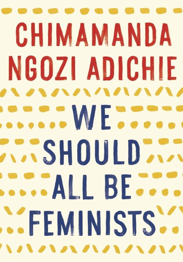 We Should All Be Feminists, cream colored book with red and blue lettering - Tedtalk Short Essay book