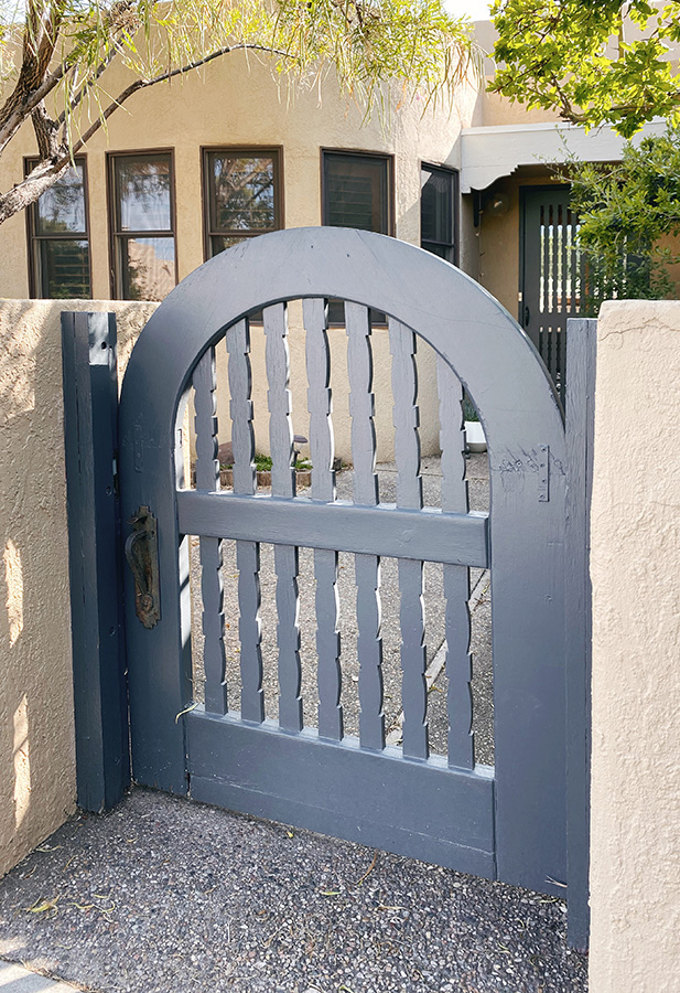 Repaired wooden gate