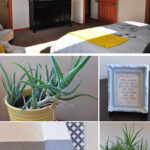 Yellow Gray Tan Bedroom details