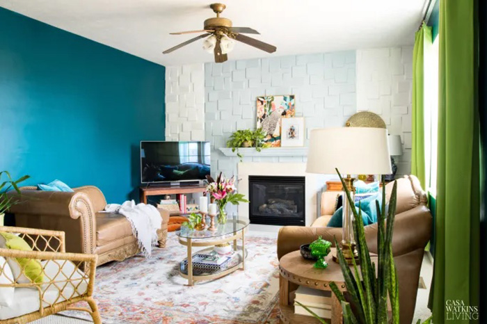 Teal Blue Living Room 