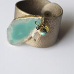 Faux aqua agate leather cuff