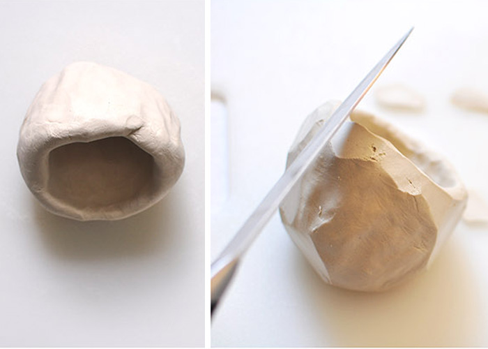Moulding Air Dry Clay in bowl shape