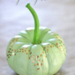 No Carve Mint Green and Gold Pumpkin