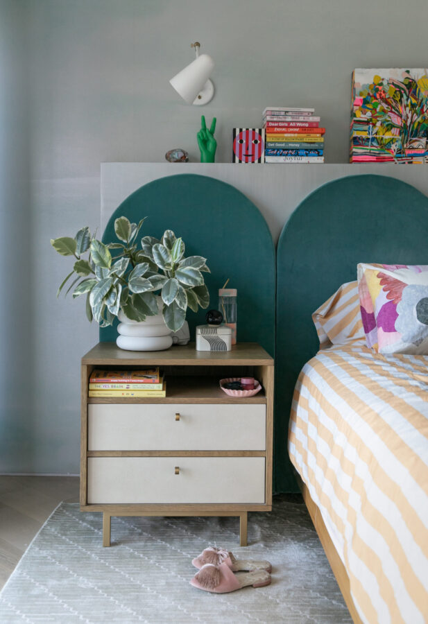 Teal and Gray bedroom